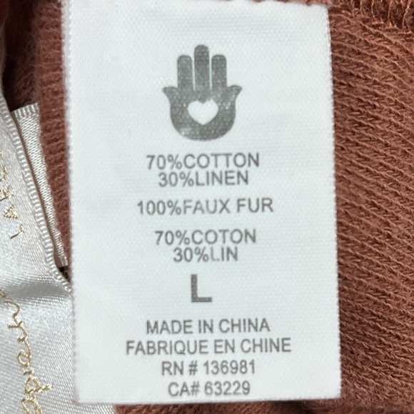 SPIRITUAL GANGSTER Linen Terry Cloth Brown Wide Leg Crop Pull On Pants Sz Large - Picture 7 of 13